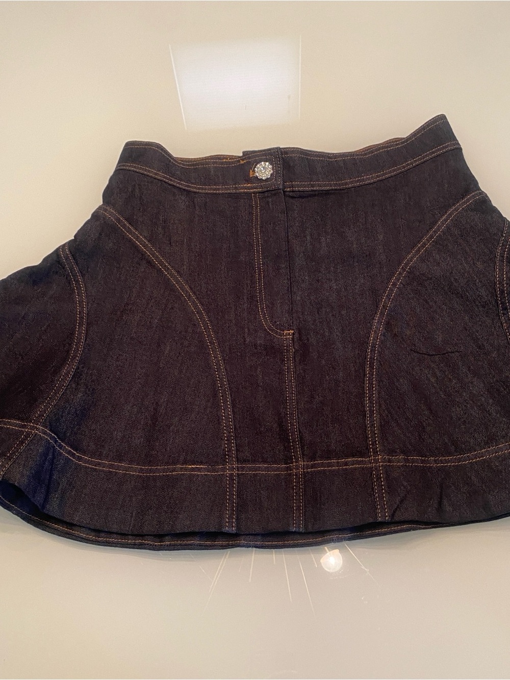 NWOT Pilcro Anthropologie Dark Wash Denim Flare Skater Mini Skirt - Size M (28/2